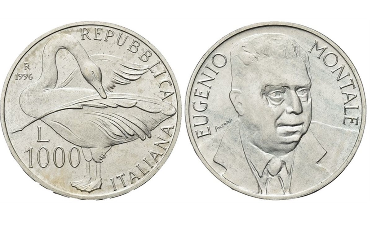 Valore moneta da 1000 Lire 1996 Eugenio Montale