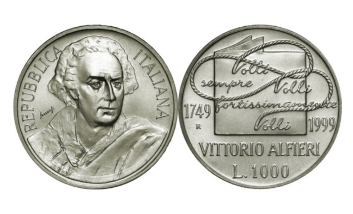 Valore moneta da 1000 Lire 1999 Vittorio Alfieri