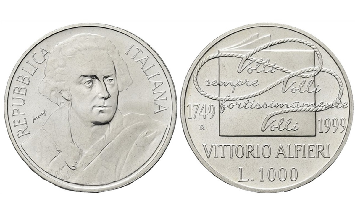 Valore moneta da 1000 Lire 1999 Vittorio Alfieri