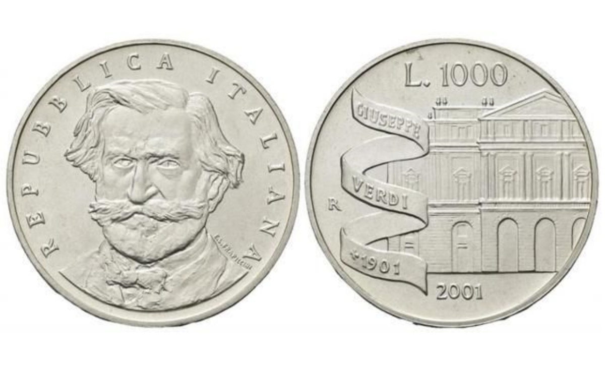 Valore moneta da 1000 Lire Giuseppe Verdi