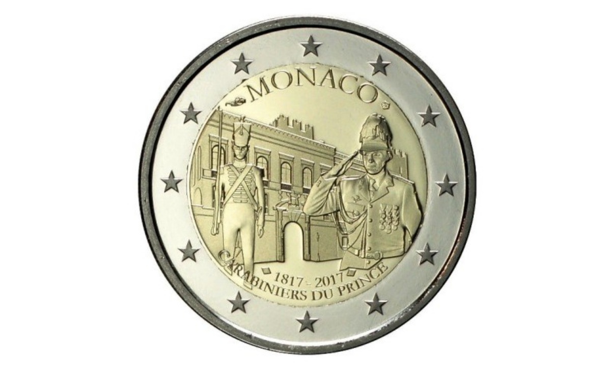Valore moneta da 2 Euro Commemorativi Monaco 2017 200° anniversario della fondazione della Compagnia dei Carabinieri del Principe