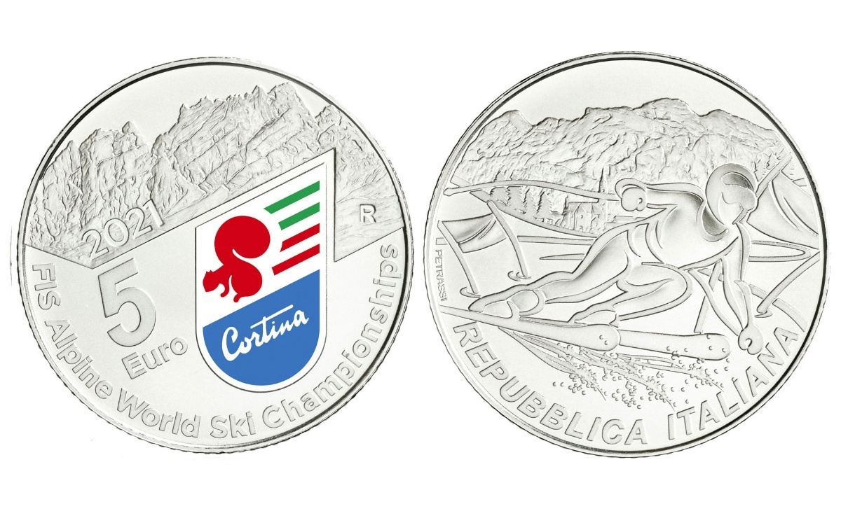 Caratteristiche moneta da 5 euro Campionati Mondiali Sci Alpino 2021
