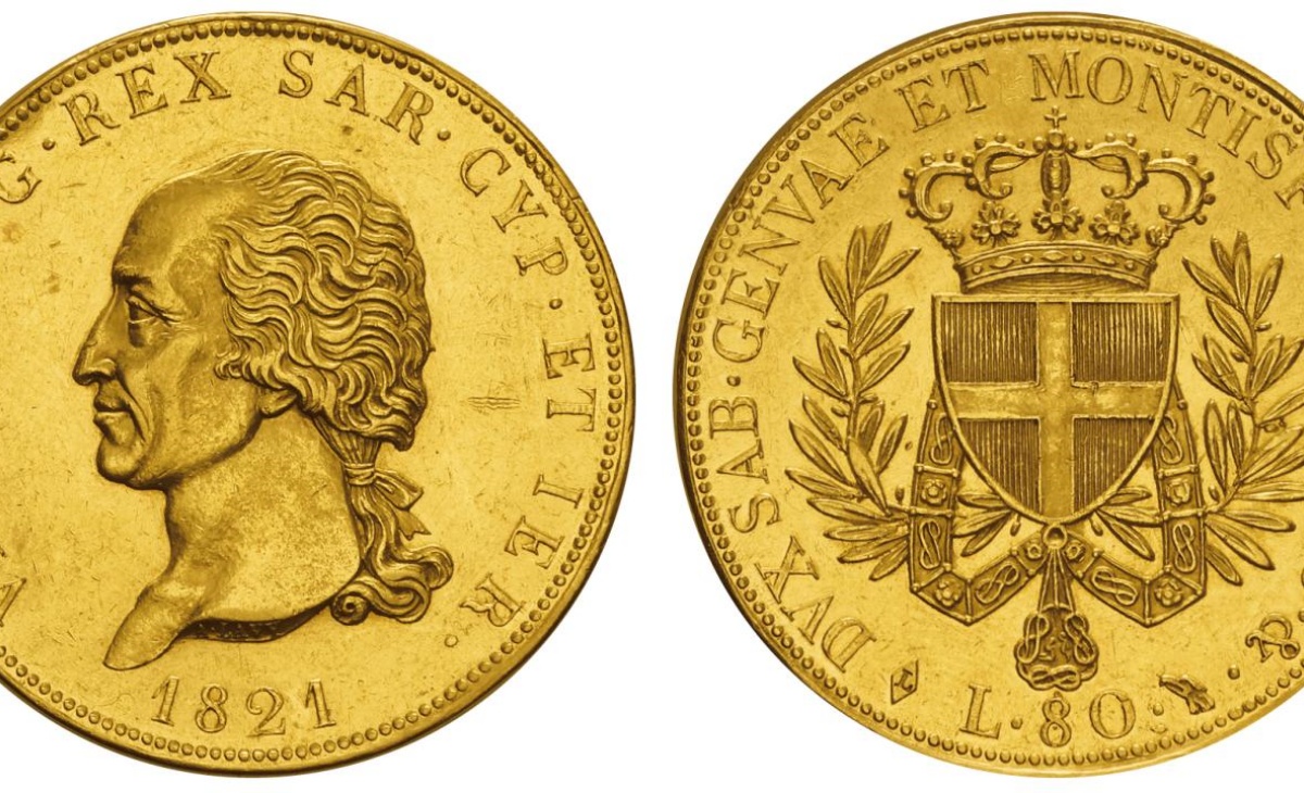 Valore moneta da 80 Lire 1821 Vittorio Emanuele I