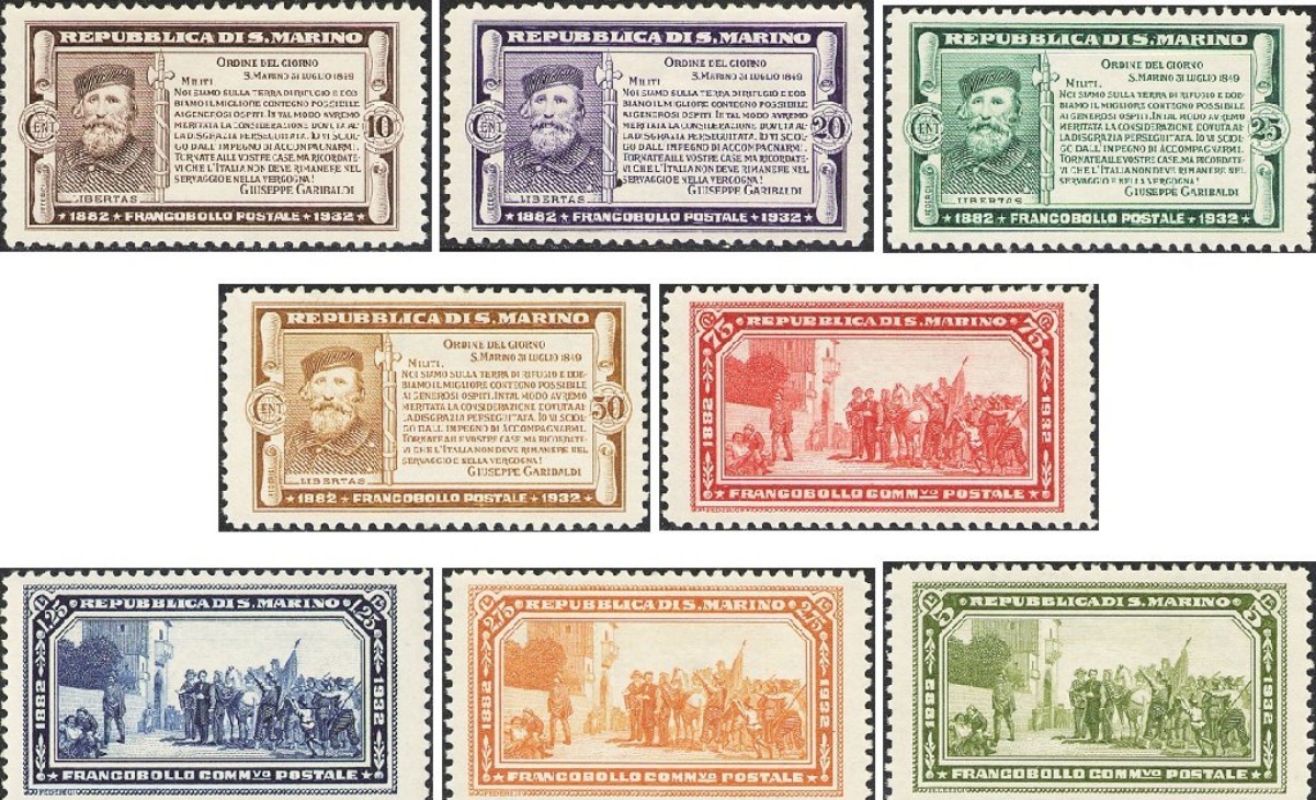 Valore Francobolli San Marino Cinquantenario della morte di Giuseppe Garibaldi 1932