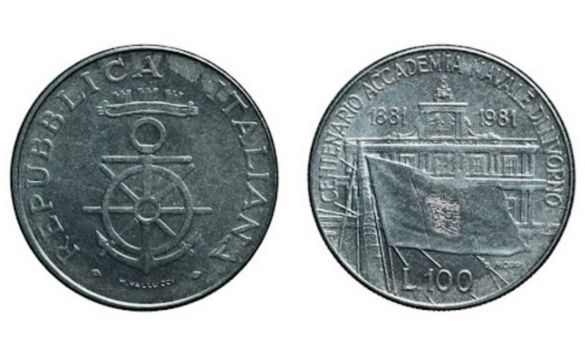 Valore moneta da 100 Lire 1981 Accademia Navale di Livorno