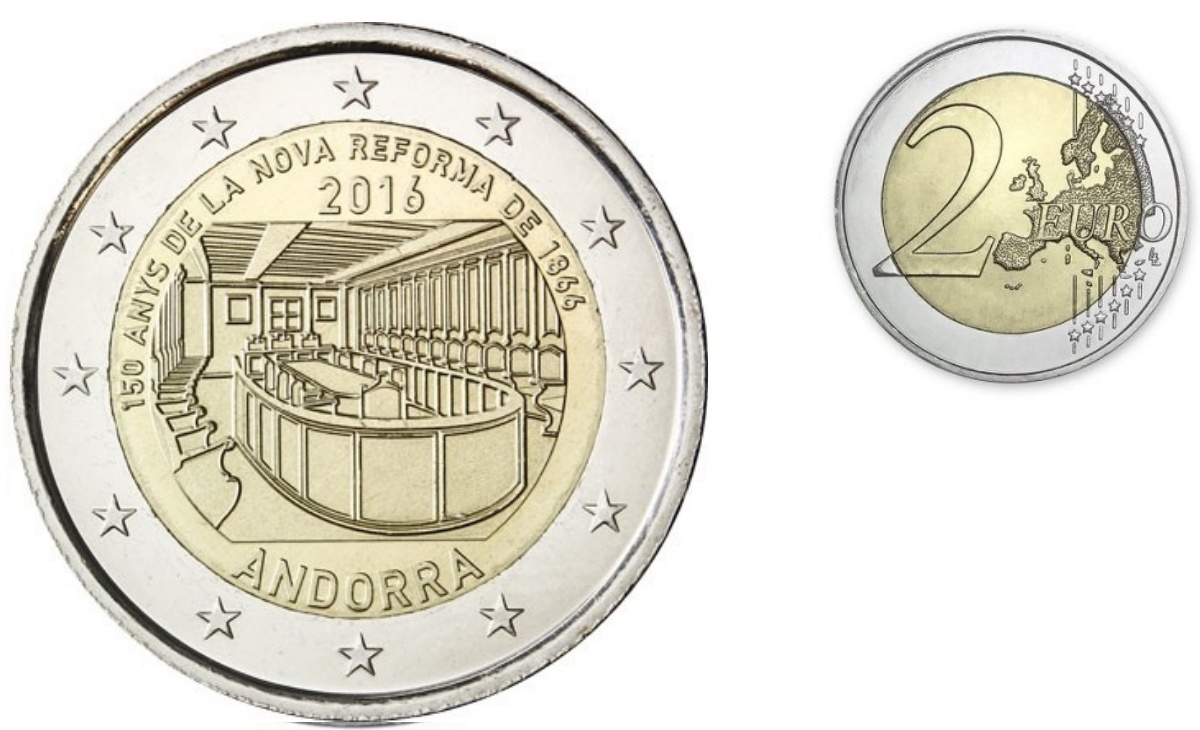 Valore 2 Euro Commemorativi Andorra 2016 – 150° Anniversario Nuova Riforma