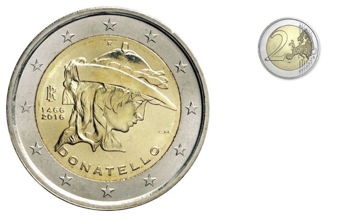 Valore moneta da 2 euro 550° Anniversario della morte di Donatello