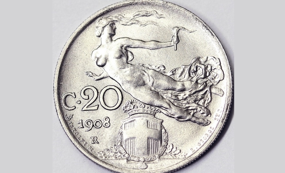 Valore della moneta da 20 centesimi 1908 “Libertà Librata” Vittorio Emanuele III