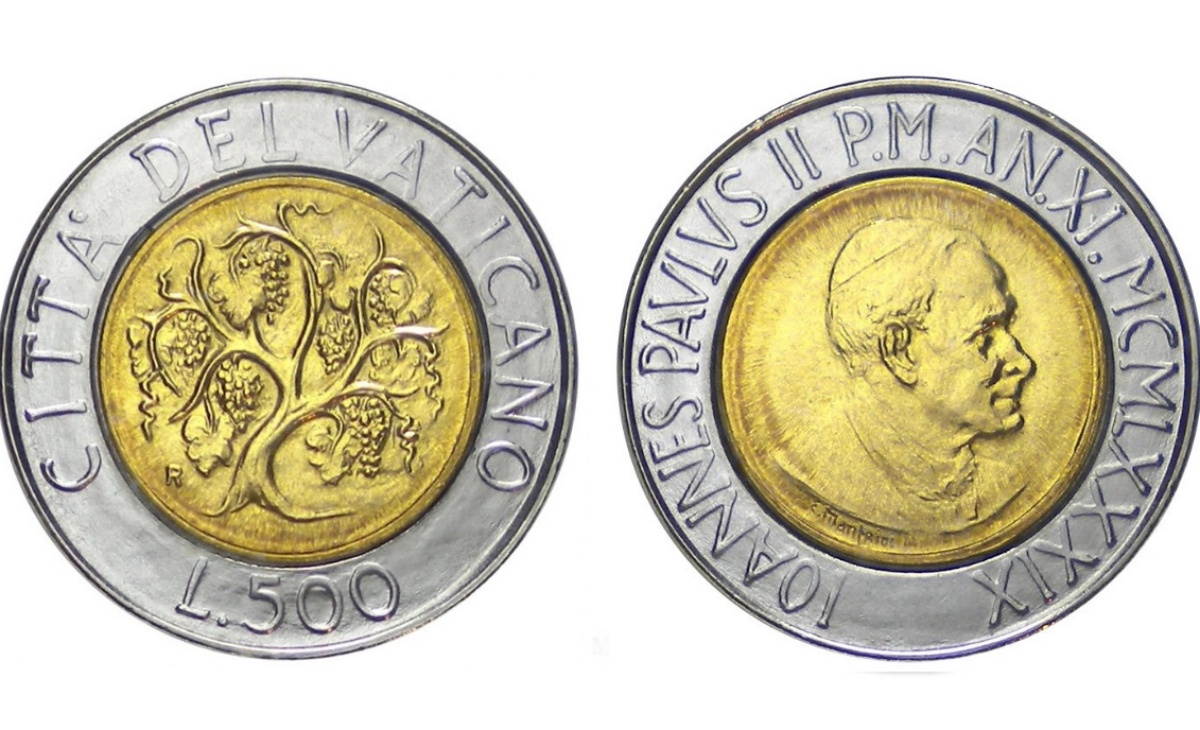 Valore moneta da 500 Lire Vaticano 1989 – La Vite