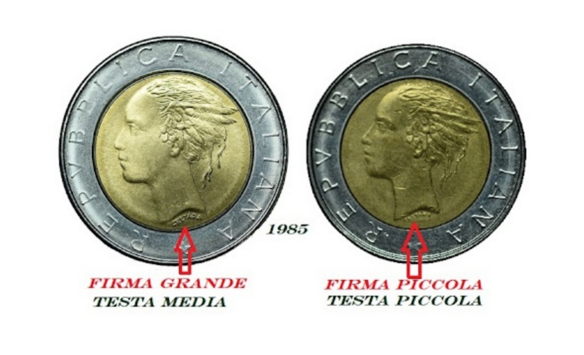 Valore varianti delle 500 lire bimetalliche