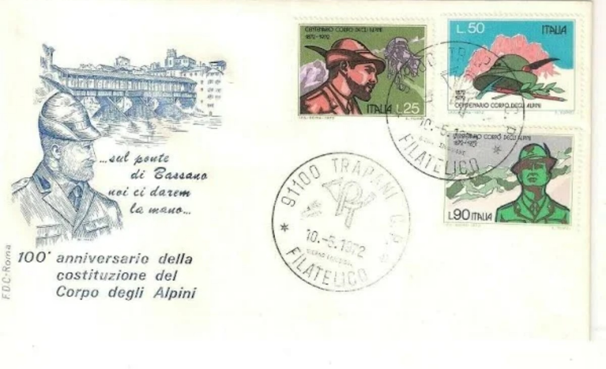 Storia del francobollo 100esimo anniversario fondazione del Corpo degli Alpini