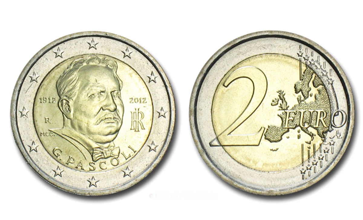 Valore moneta da 2 euro Centenario della scomparsa di Giovanni Pascoli