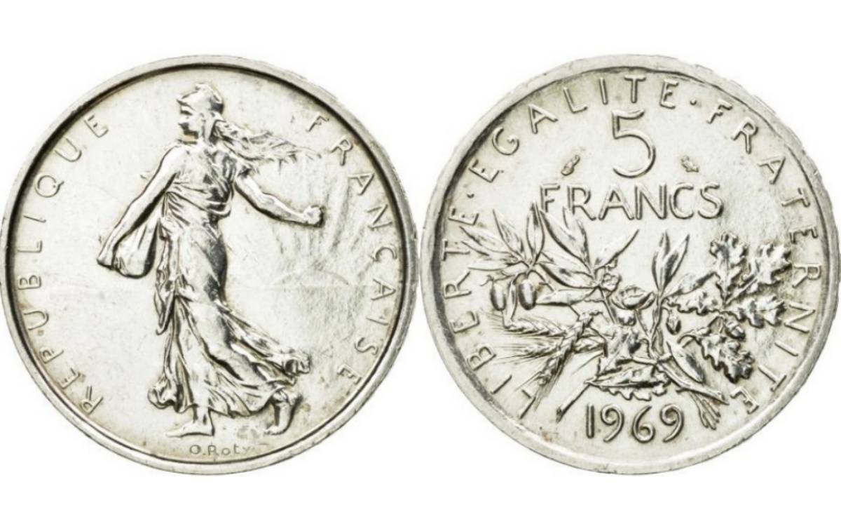 Valore moneta da 5 Franchi Seminatrice Argento