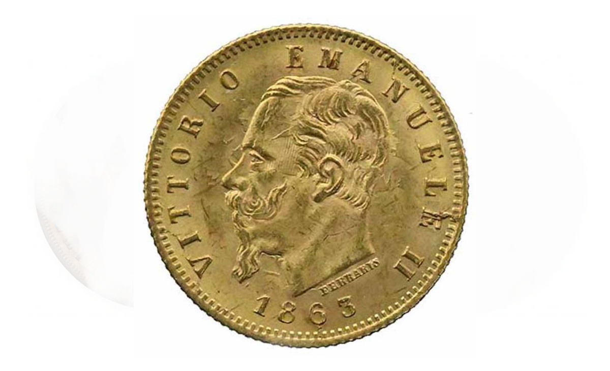 Valore moneta da 5 Lire Vittorio Emanuele II Stemma ORO