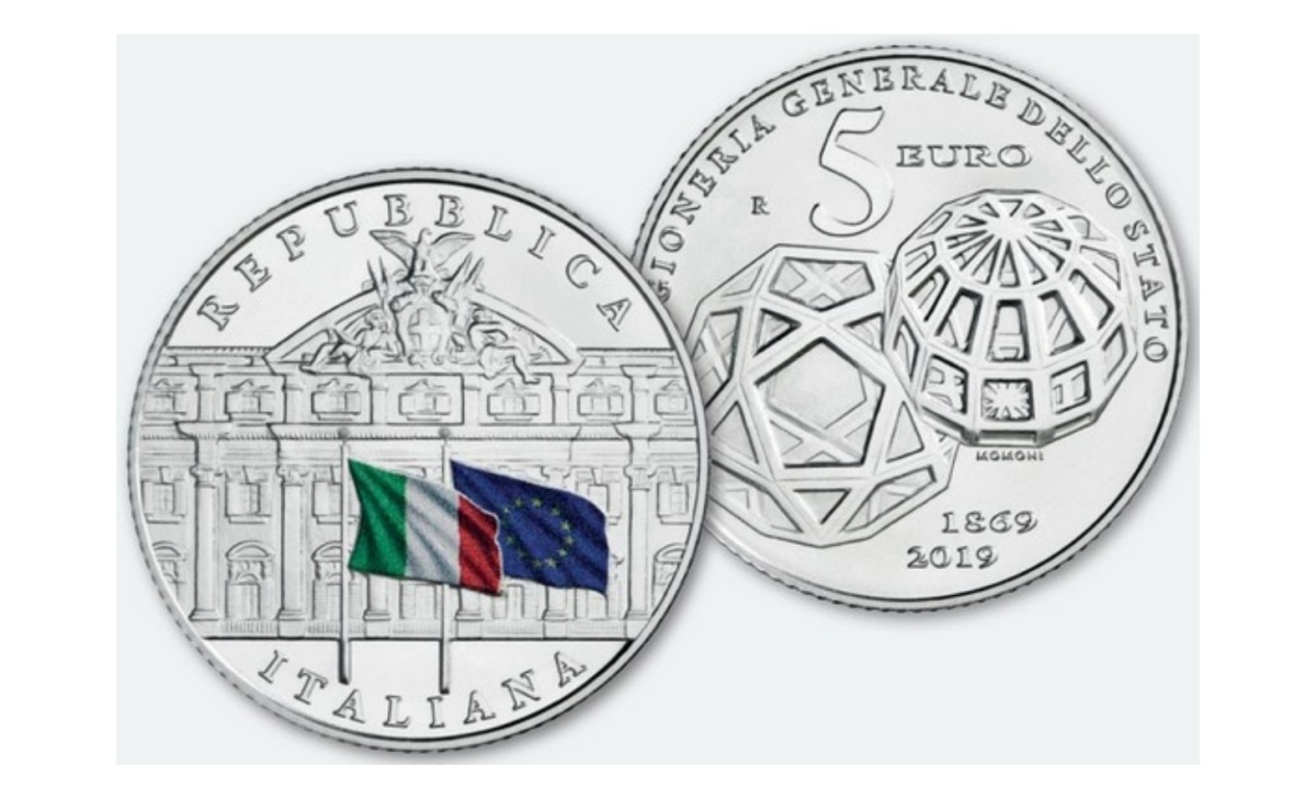 Valore moneta da 5 euro 150esimo Anniversario della Ragioneria dello Stato