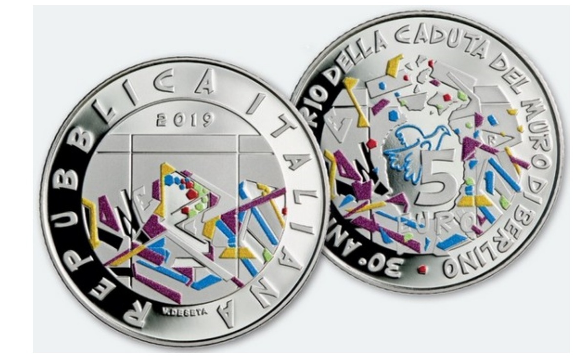 Moneta da 5 euro 30esimo anniversario della caduta del Muro di Berlino