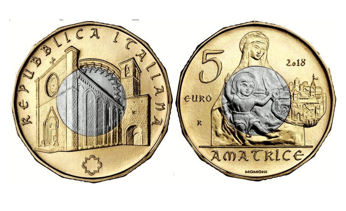 Valore moneta da 5 euro Tesori Artistici di Amatrice