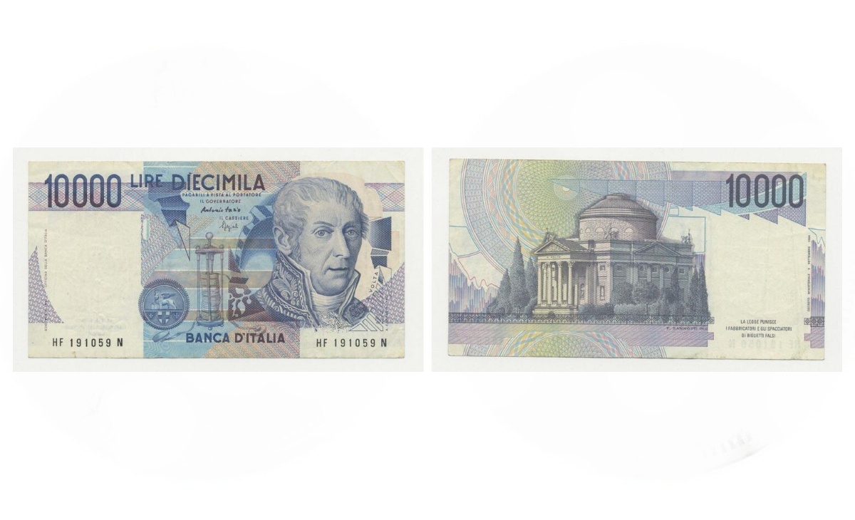 Valore banconota da 10.000 lire di Alessandro Volta