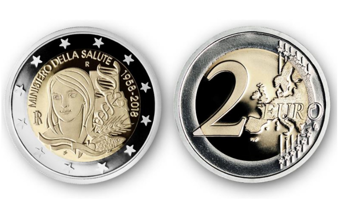 Caratteristiche moneta da 2 euro 60° Anniversario dell'Istituzione del Ministero della Salute