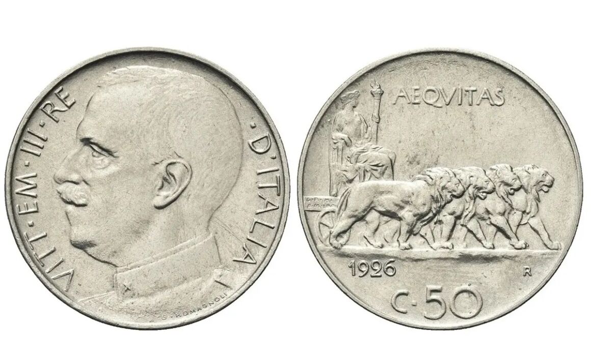 Valore moneta da 50 Centesimi Leoni Vittorio Emanuele III