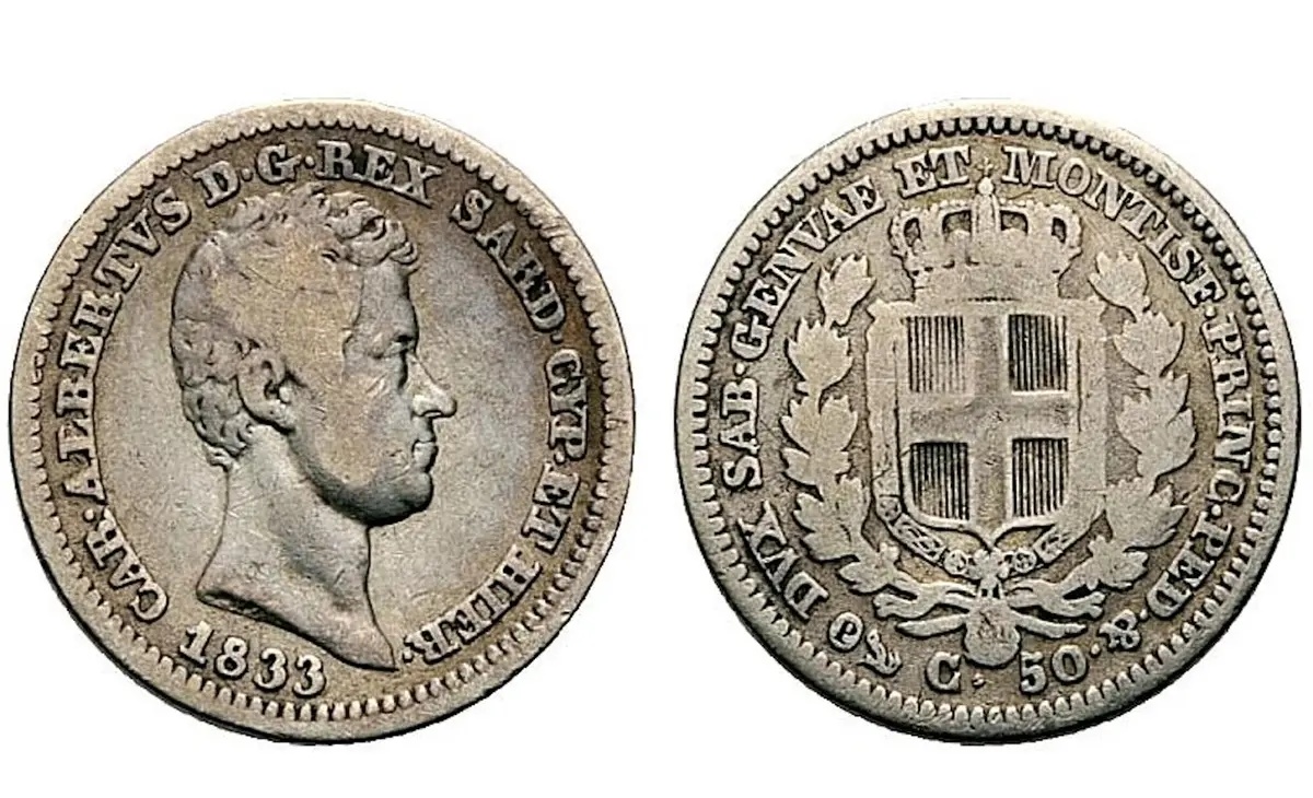 Valore 50 Centesimi Lire Carlo Alberto