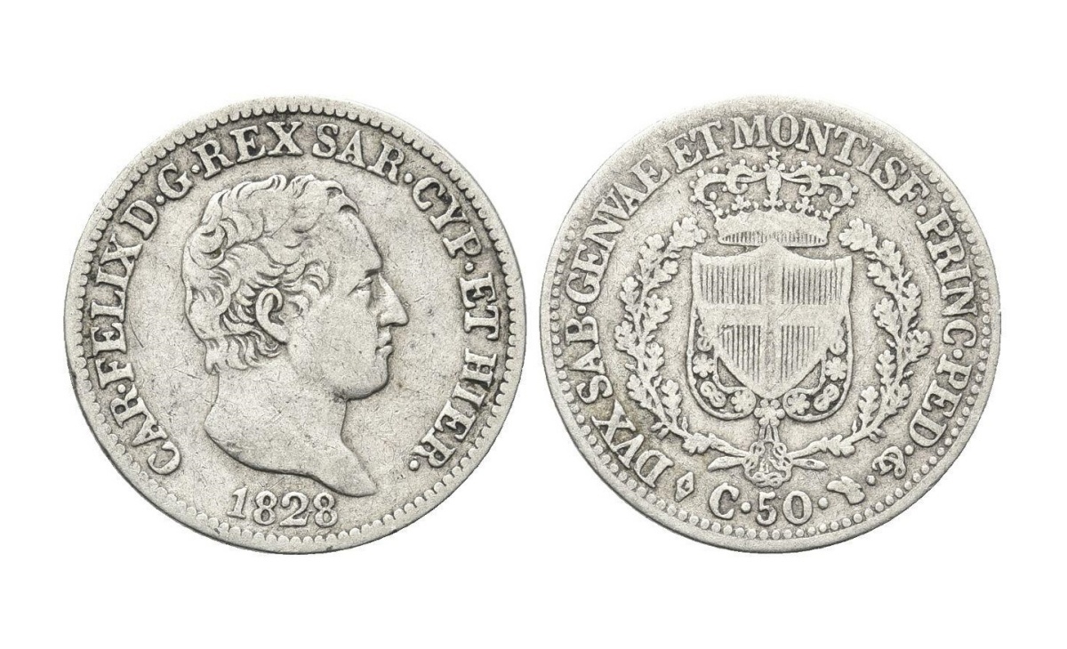 Valore moneta da 50 Centesimi Lire Carlo Felice