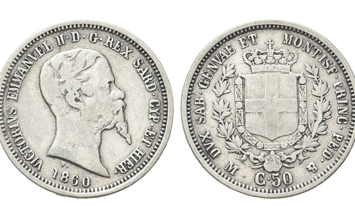 Valore moneta da 50 Centesimi Lire Vittorio Emanuele II