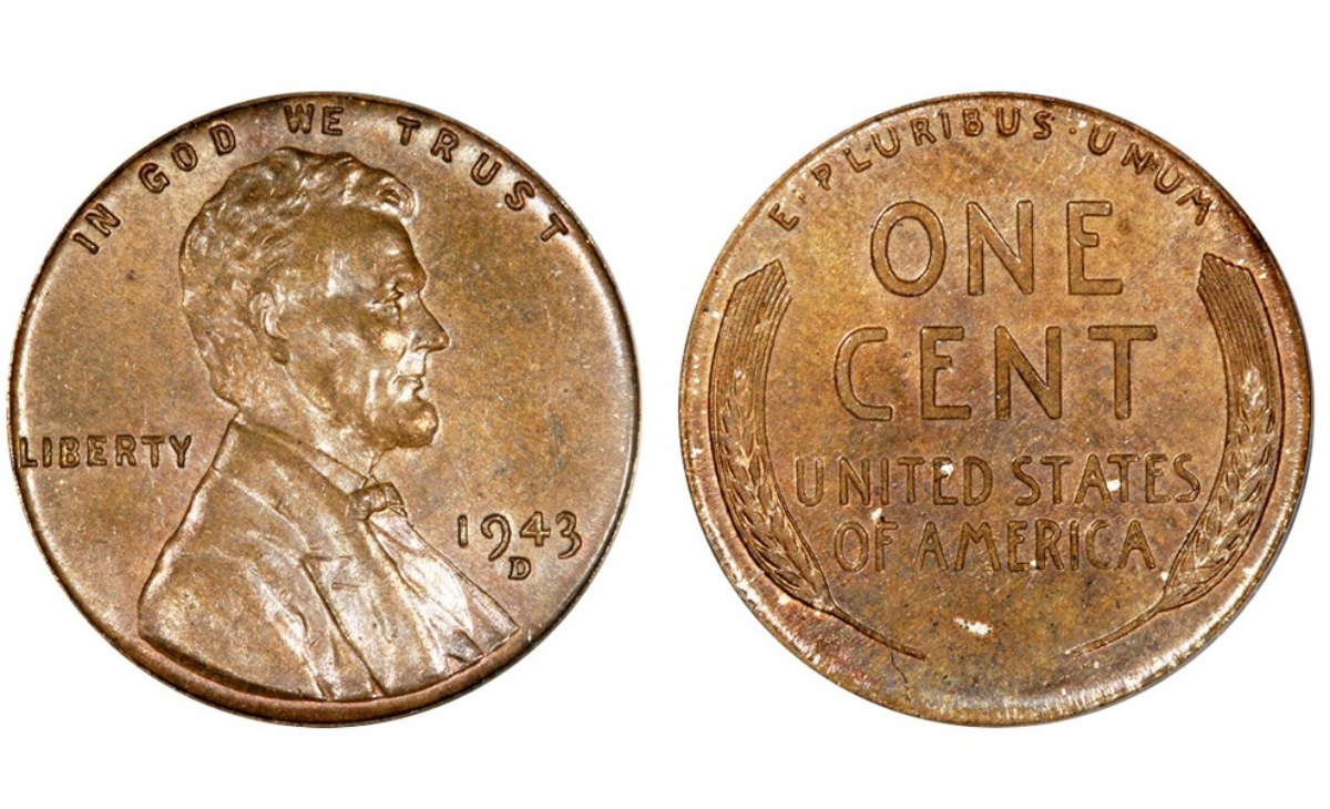 Valore moneta da 1 Centesimo 1943-D Lincoln in Bronzo