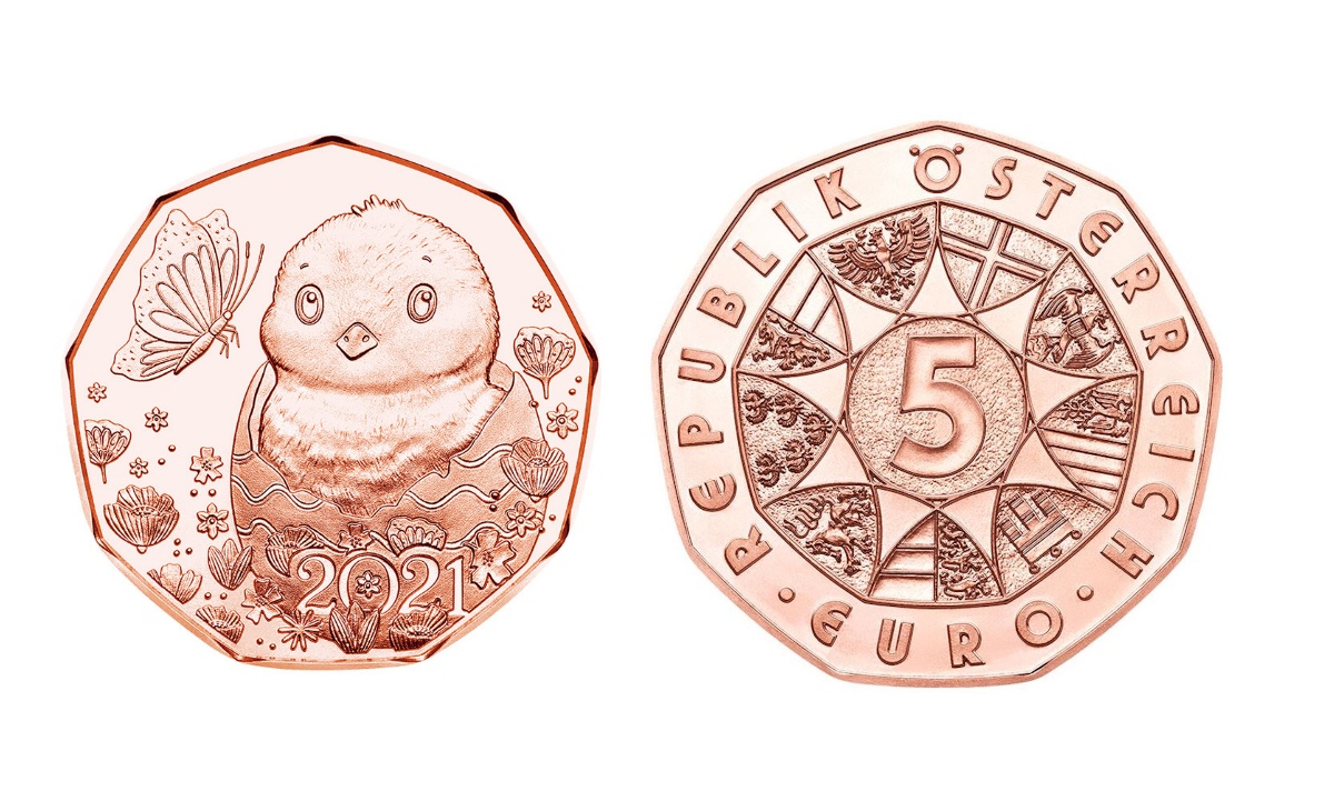 Caratteristiche moneta da 5 euro Austria 2021 Pasqua - Pulcino di Pasqua