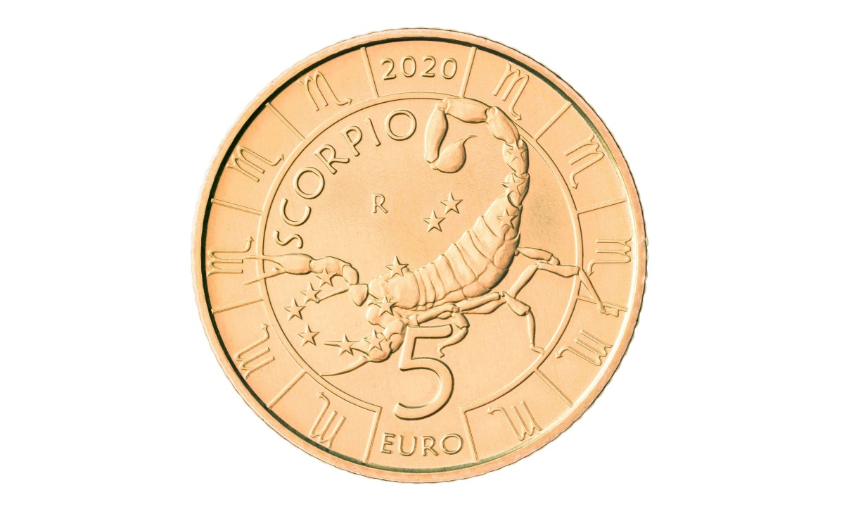 Caratteristiche moneta da 5 euro San Marino 2020 serie Zodiaco Scorpione Monometallico