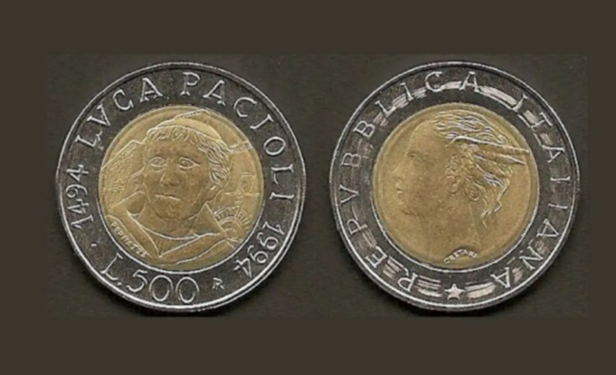 Moneta da 500 lire Luca Pacioli