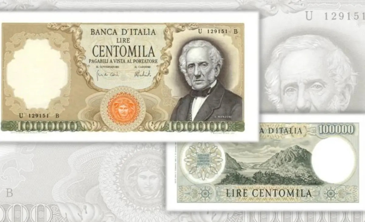 Banconota da 100.000 lire Alessandro Manzoni