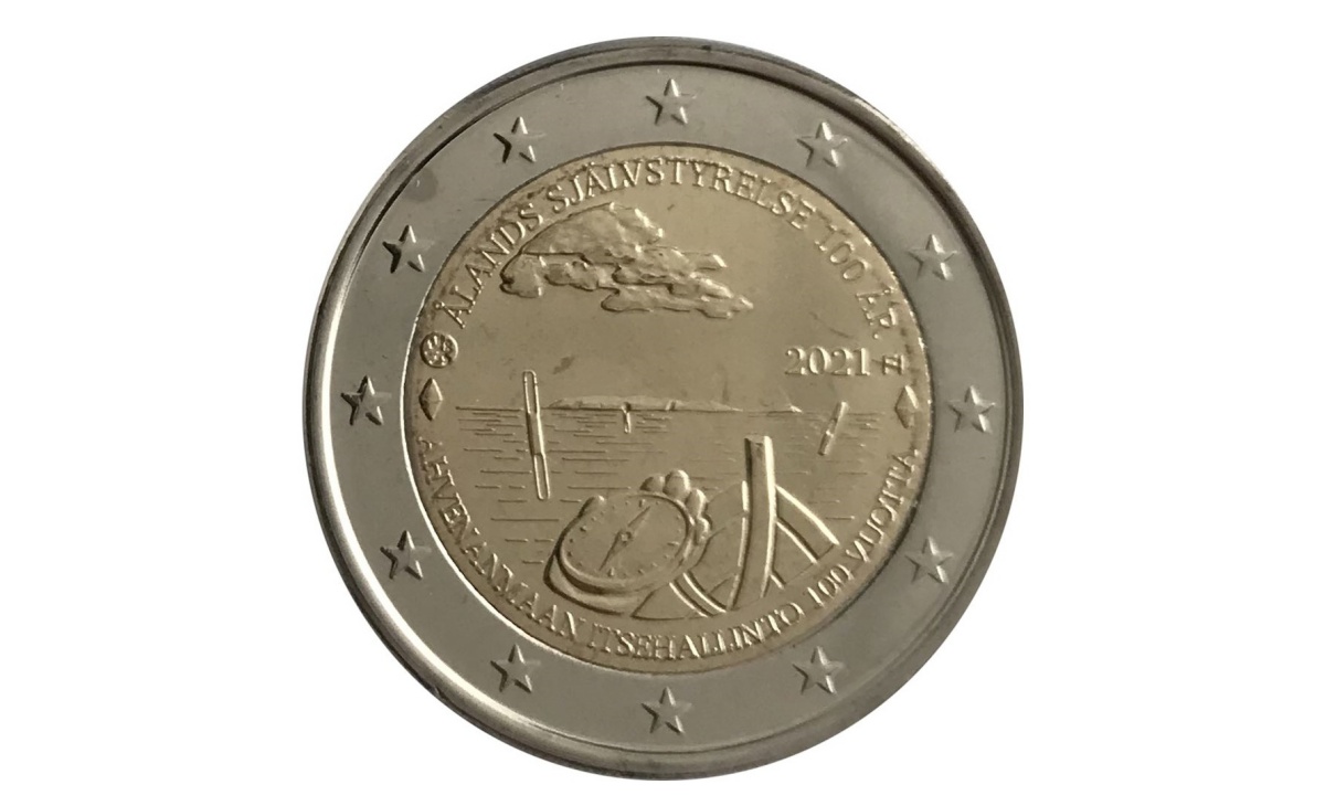 Valore moneta da 2 euro Finlandia 2021 centenario Autonomia isole Aland