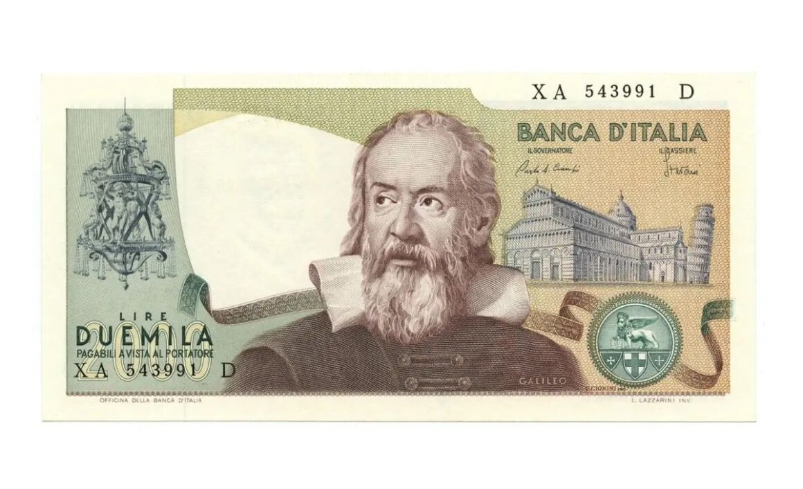 Valore banconota da 2.000 Lire Galileo Galilei