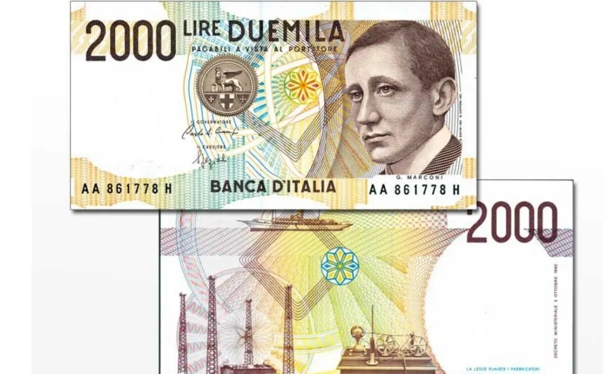 Valore banconota da 2000 Lire Guglielmo Marconi