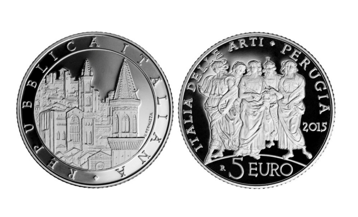 Prezzo moneta da 5 euro Perugia - Umbria Serie Italia delle Arti