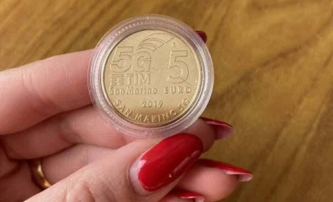 Moneta da 5 euro San Marino 5G Telecomunicazioni Tim