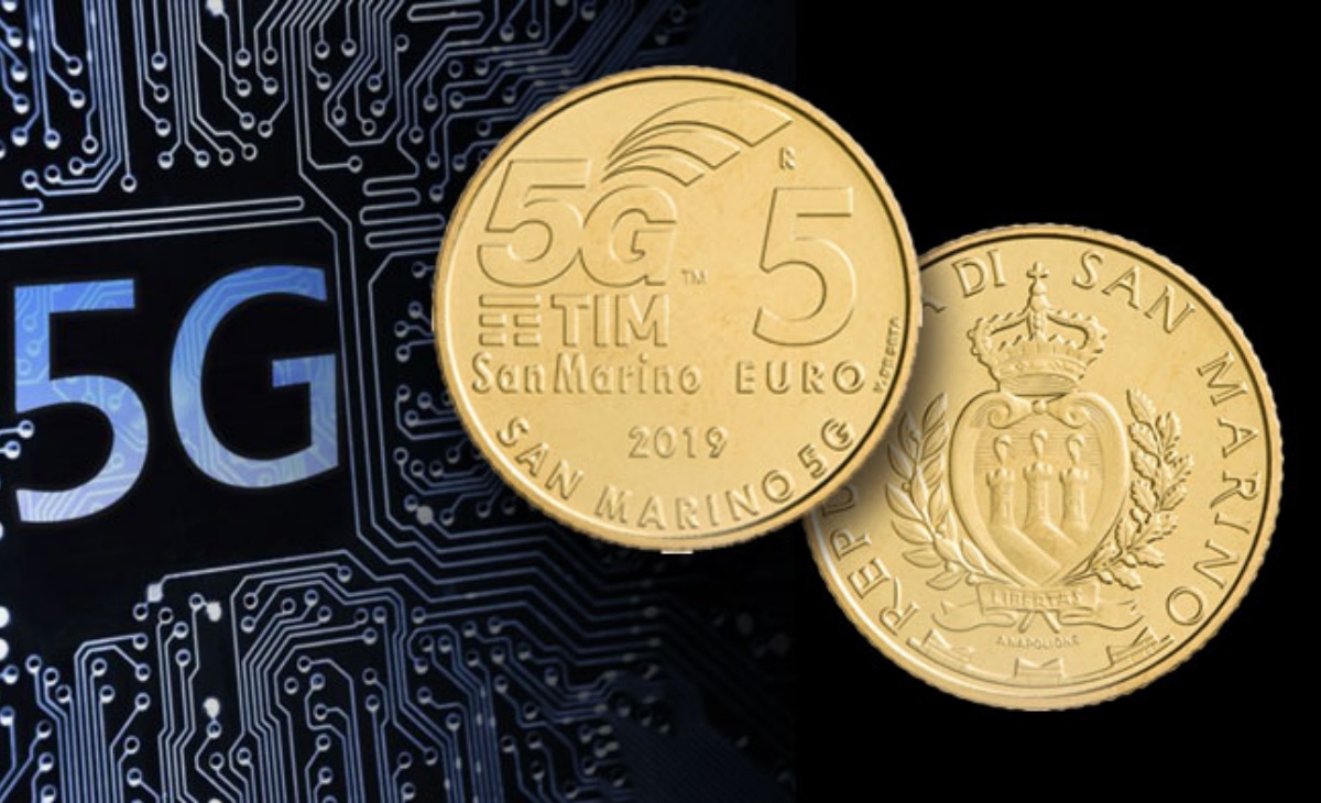 Moneta da 5 euro San Marino 5G Telecomunicazioni Tim