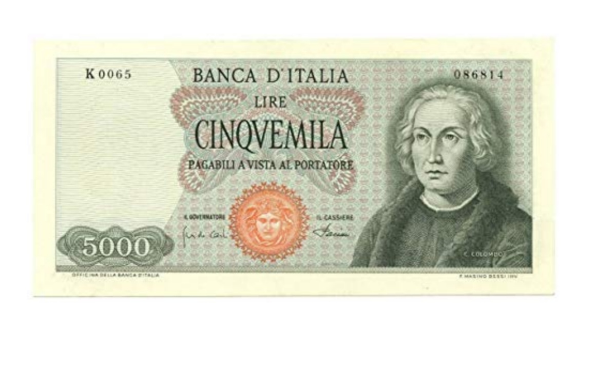 Valore banconota da 5.000 Lire Cristoforo Colombo Primo Tipo