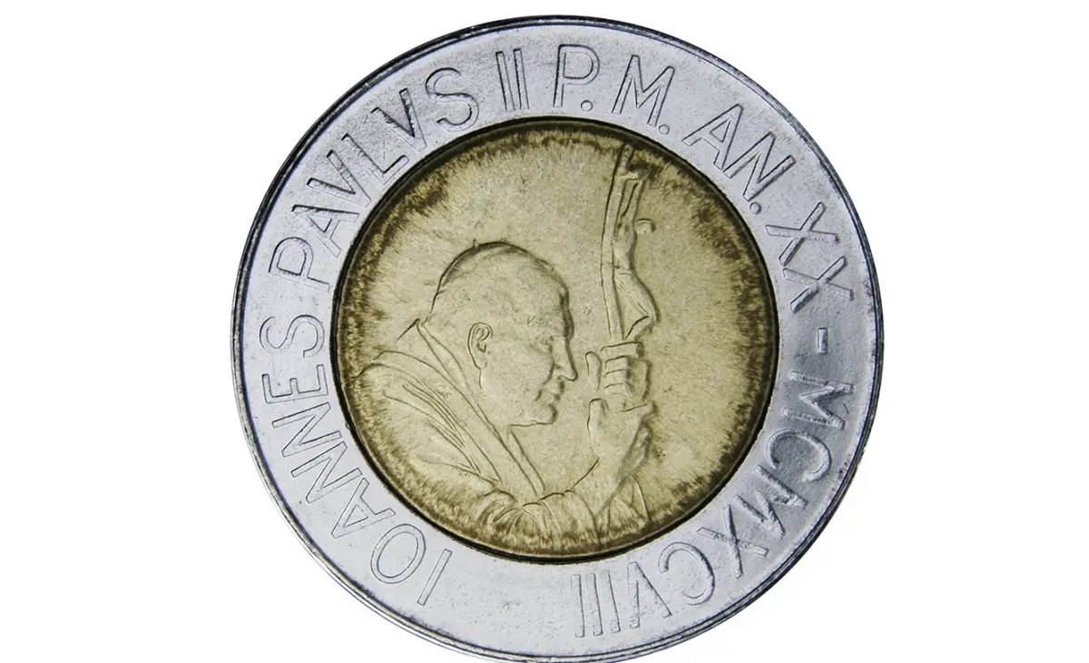 Caratteristiche e valore moneta da 500 Lire Bimetalliche Vaticano 1998 Grano e Olive