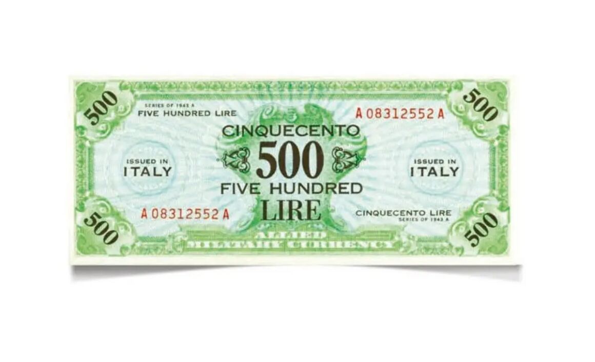 Valore banconota da 500 Lire di Carta Americane AM – Lire