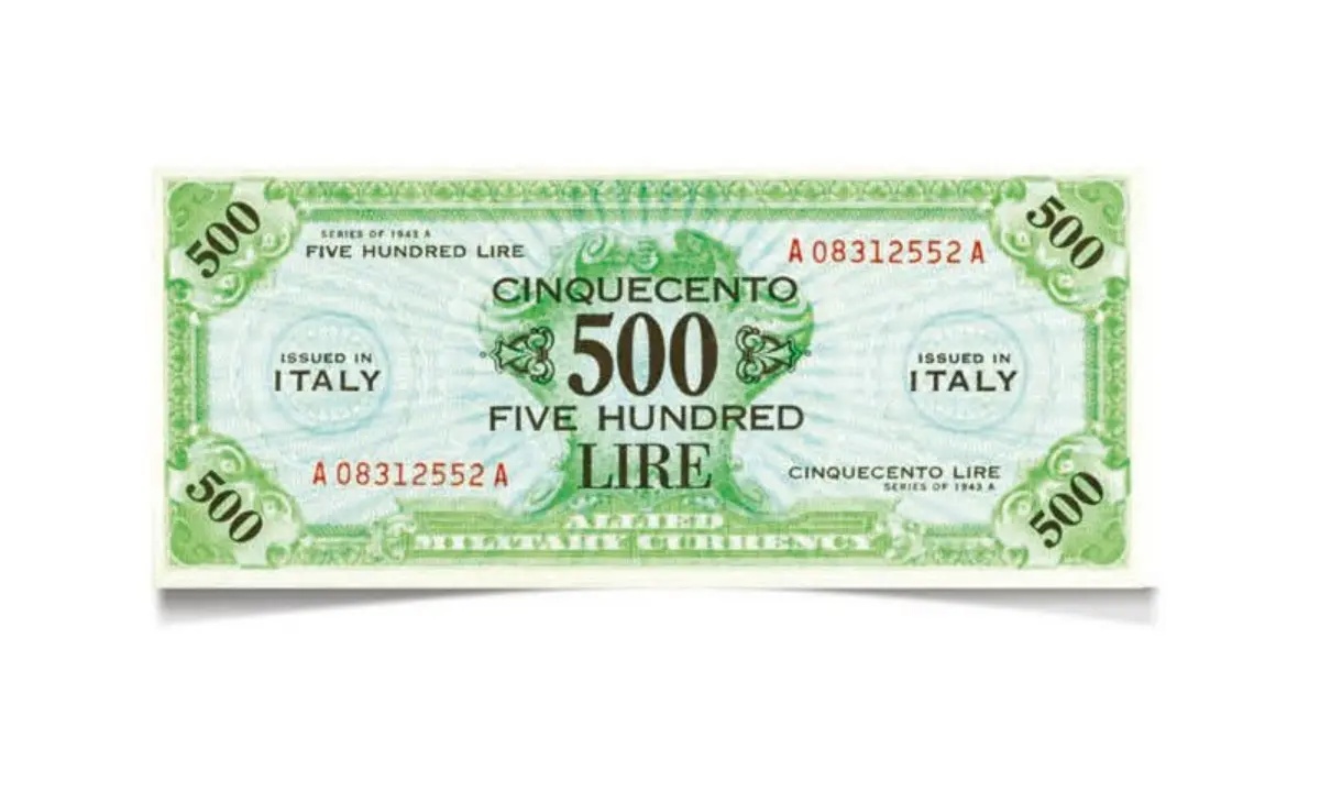 Valore banconota da 500 Lire di Carta Americane AM – Lire