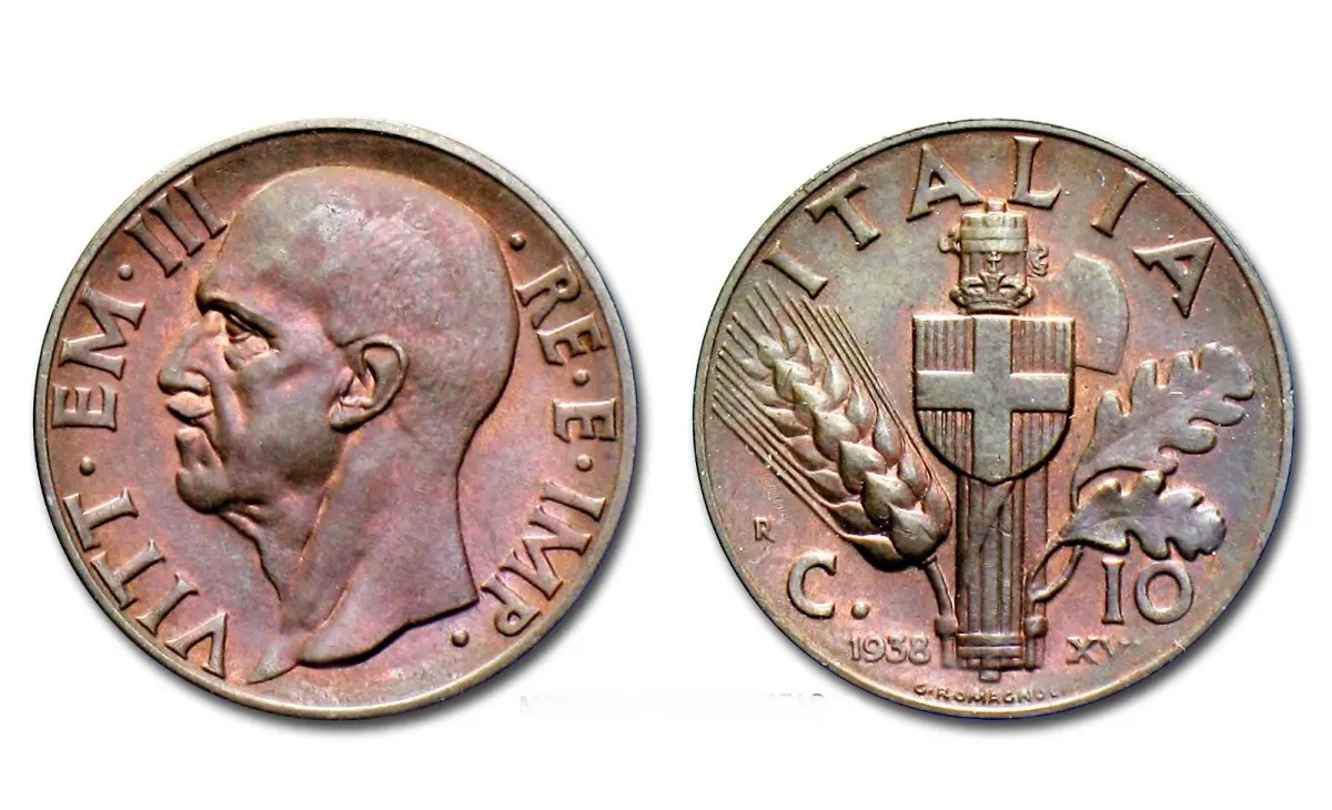 Valore moneta da 10 Centesimi Impero di Re Vittorio Emanuele III 1° Tipo