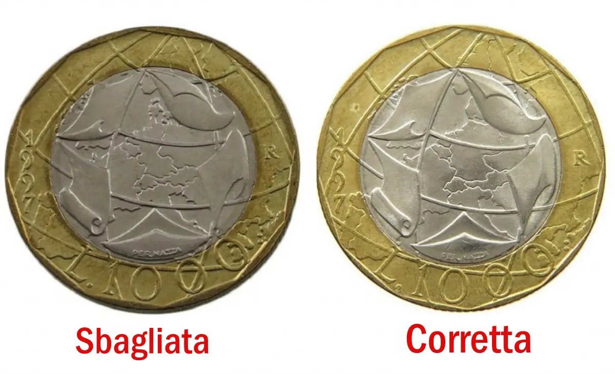 Errore di conio moneta da 1000 Lire del 1997