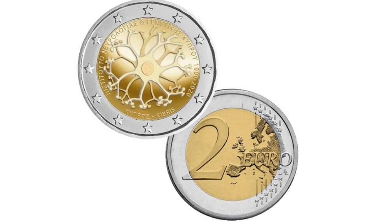 Caratteristiche moneta da 2 euro Cipro 2020 Istituto di Neurologia e Genetica