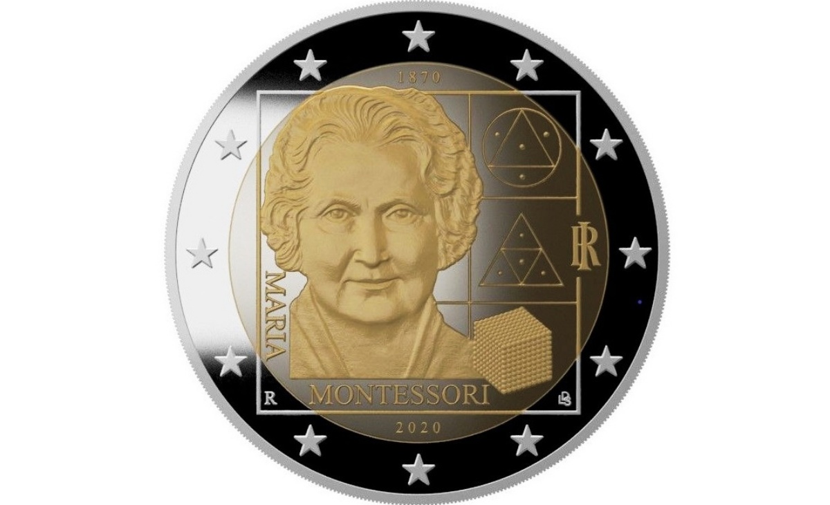 Valore moneta da 2 euro Maria Montessori- Italia 2020