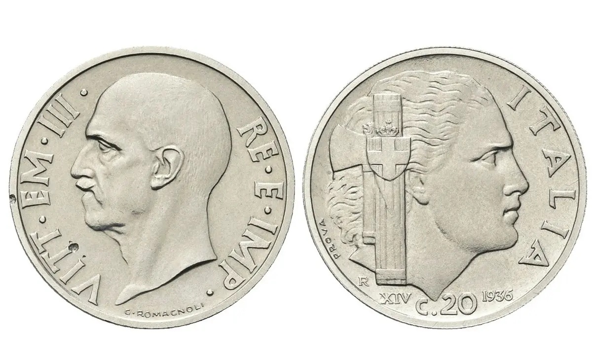 Valore moneta da 20 Centesimi 1936 Impero PROVA