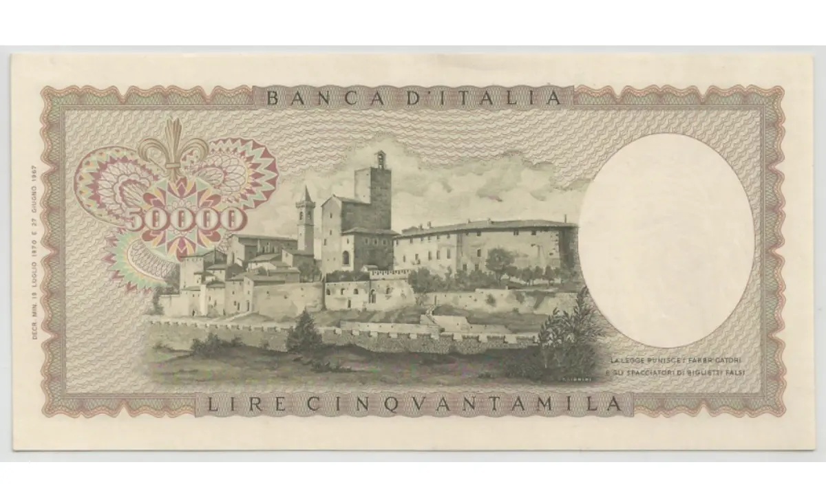 Valore banconota da 50.000 Lire Leonardo