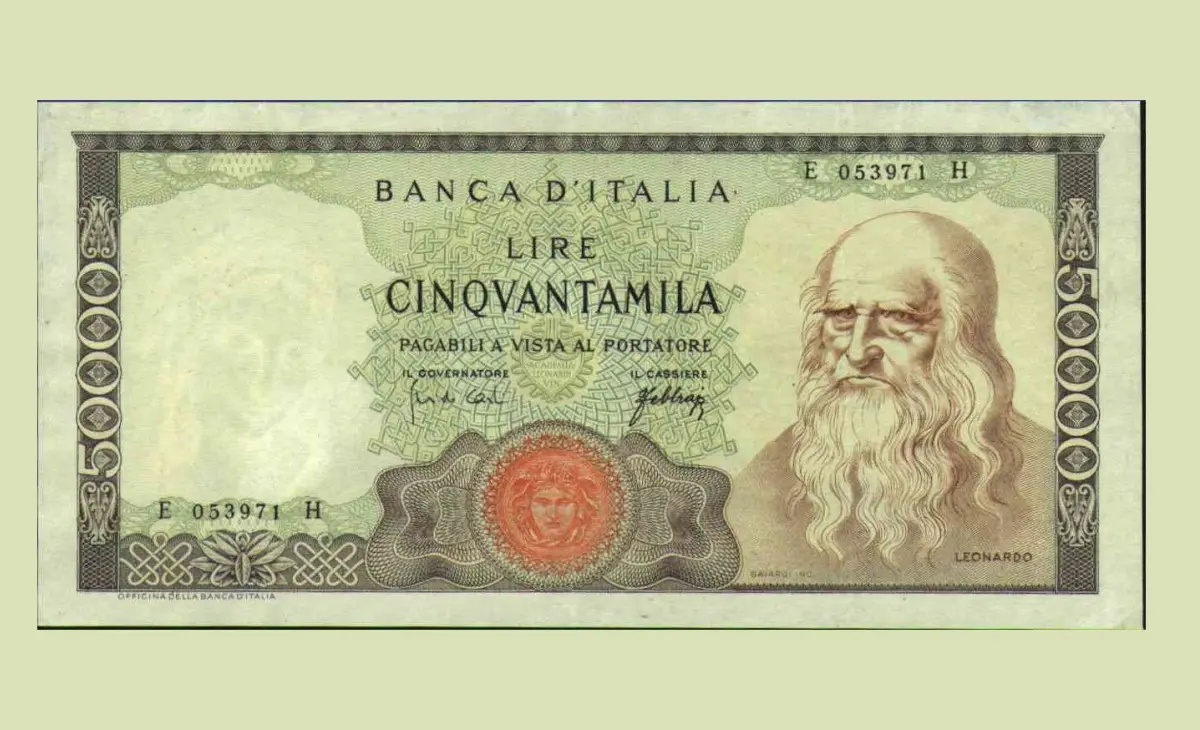 Valore banconota da 50.000 Lire Leonardo