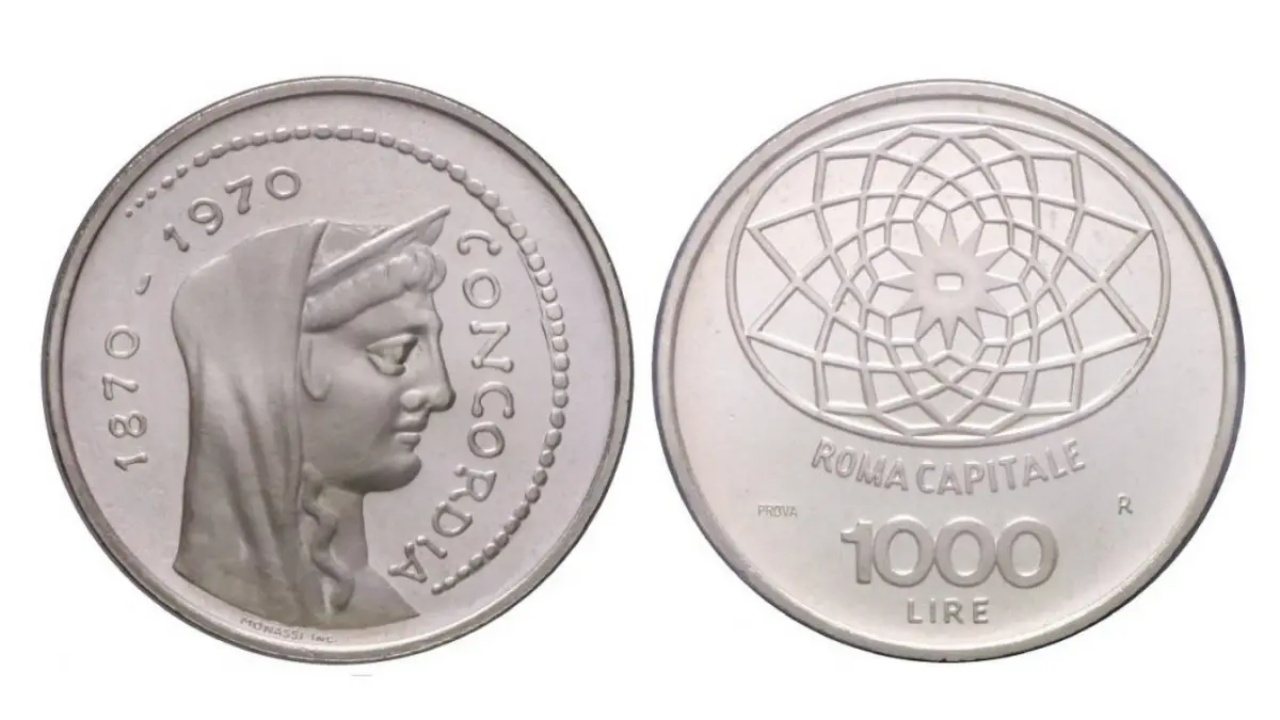 Moneta 1000 lire argento Roma Capitale